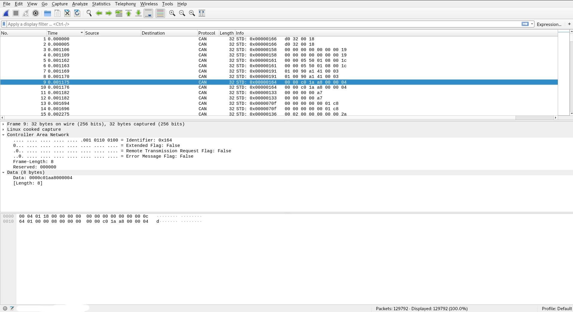 CAN traffic wireshark